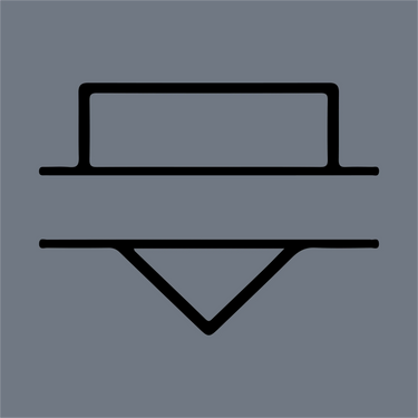 The InkMerge Baseball Bases Outline DTF Transfer – Ready to Press features bold black lines and geometric shapes resembling a simplified baseball base design, all set against a gray background.